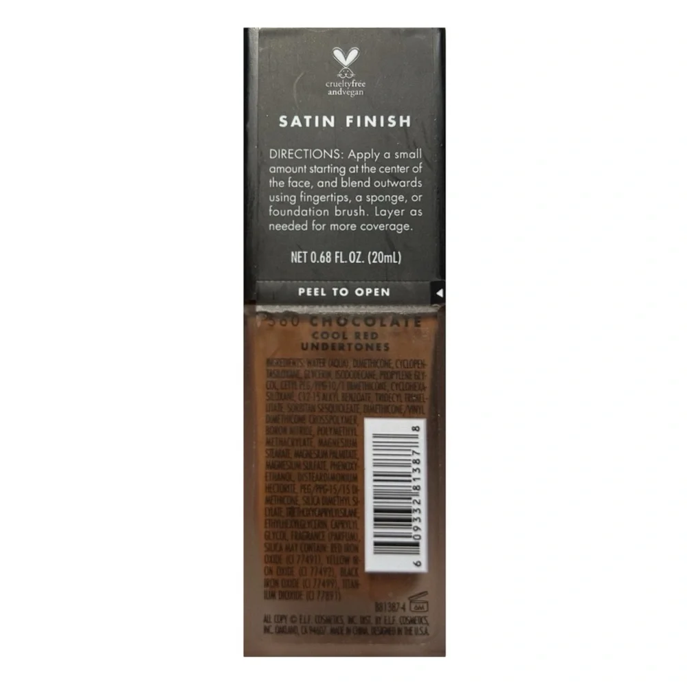 E.L.F Flawless Finish Foundation Medium Coverage 560 Chocolate Red Undertones